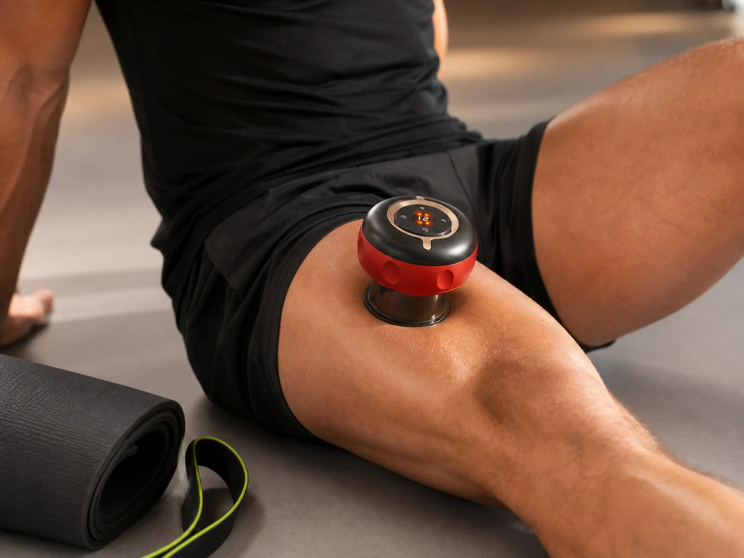Active Reset SmartCup™ positioned on appropriate lower-leg muscular tissue away from the ankle and shin bone